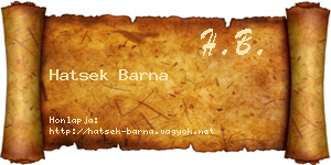 Hatsek Barna névjegykártya